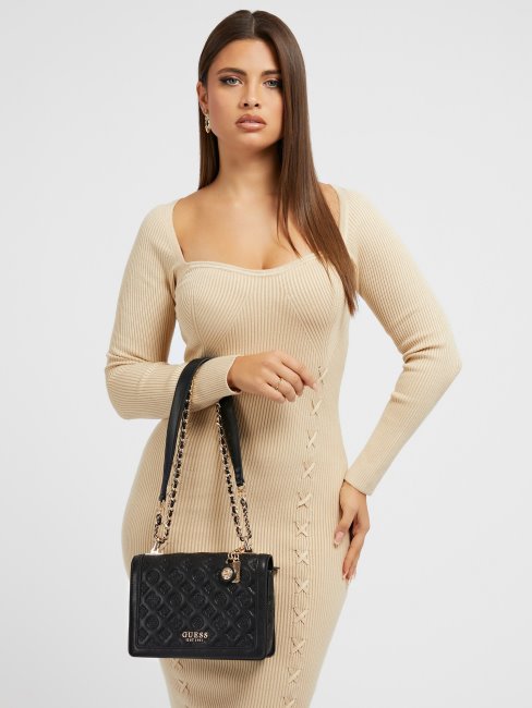 Abey Mini Sac à Bandoulière Logo En Creux Guess Noir