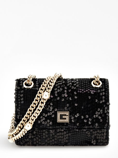 Mini Sac à Bandoulière Noir à Sequins Guess Ever
