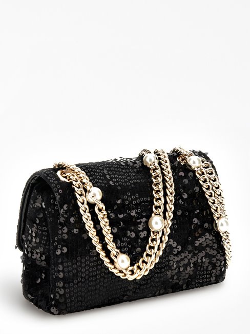 Mini Sac à Bandoulière Noir à Sequins Guess Ever