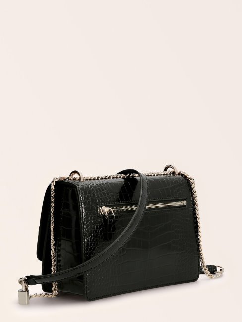 Katey Sac à Bandoulière Imprimé Croco Noir Guess