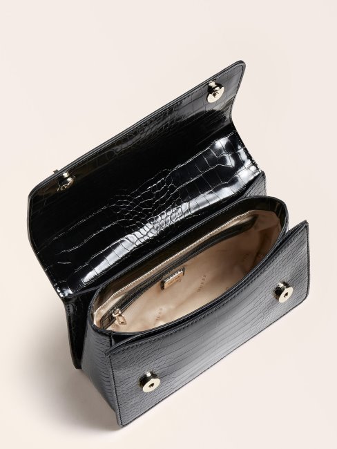 Katey Sac à Bandoulière Imprimé Croco Noir Guess