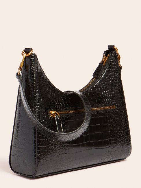 Guess Besace Stephi Noire à Imprimé Croco