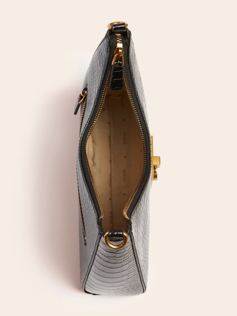 Guess Besace Stephi Noire à Imprimé Croco