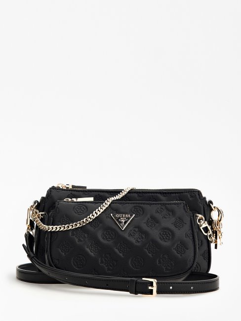 Guess La Femme Mini Sac à Bandoulière Logo En Creux Noir