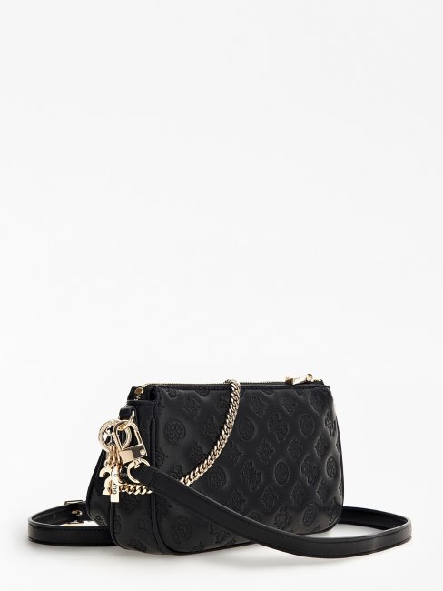 Guess La Femme Mini Sac à Bandoulière Logo En Creux Noir