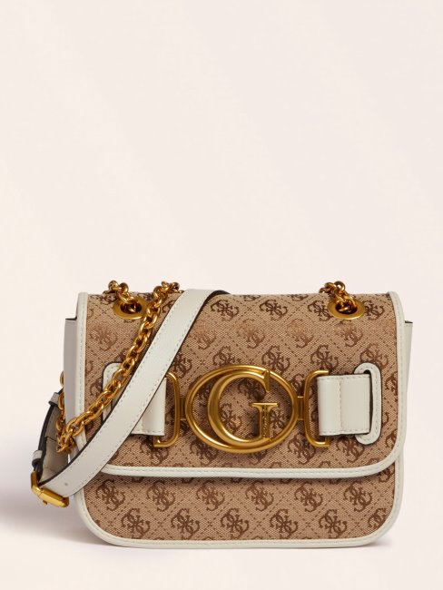 Guess Aileen 4g Logo Sac à Bandoulière Blanc