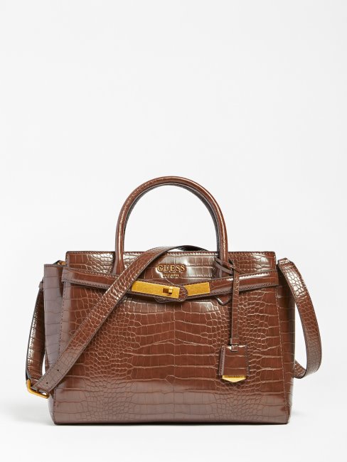 Sac à Main Imprimé Croco Enisa Marron Guess