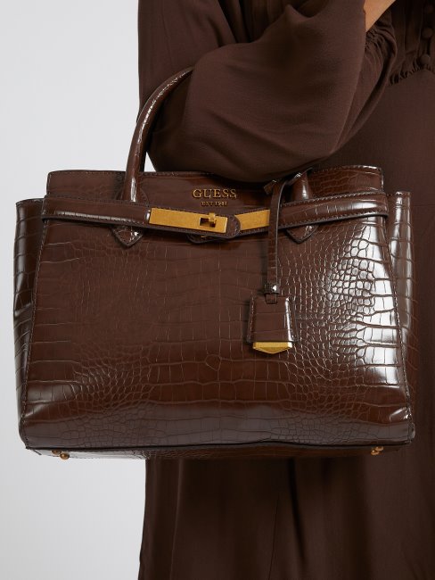Sac à Main Imprimé Croco Enisa Marron Guess