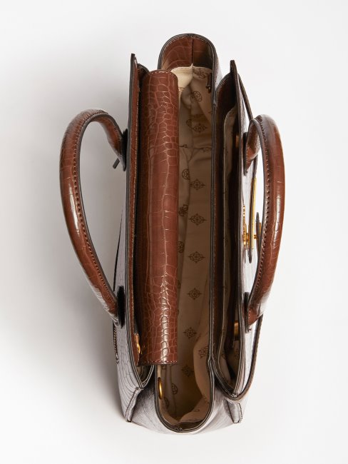 Sac à Main Imprimé Croco Enisa Marron Guess