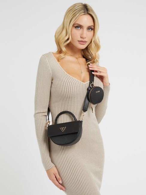 Guess Alexie Mini Sac En Saffiano Noir