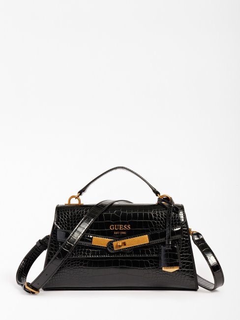 Sac à Main Imprimé Croco Enisa Noir Guess