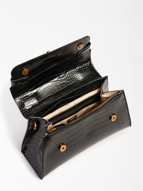 Sac à Main Imprimé Croco Enisa Noir Guess