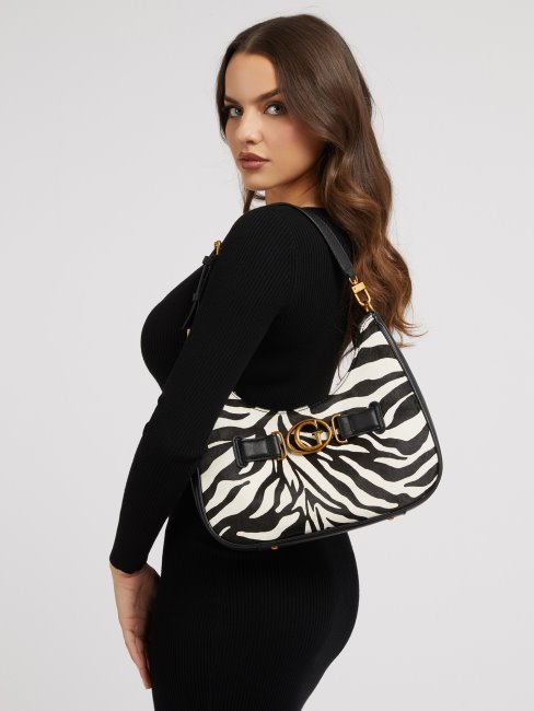 Animalier Aviana Sac à Bandoulière En Cuir Véritable Guess