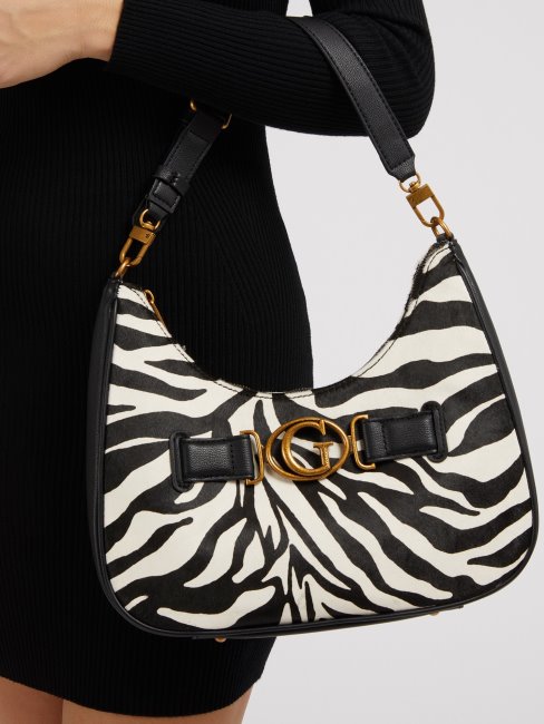 Animalier Aviana Sac à Bandoulière En Cuir Véritable Guess