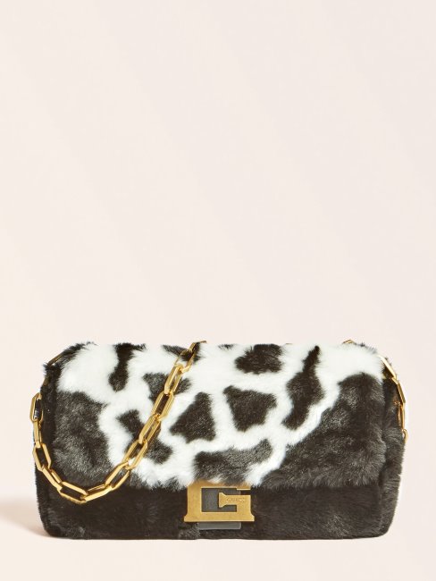 Helma Sac à Bandoulière En Fausse Fourrure Guess Noir