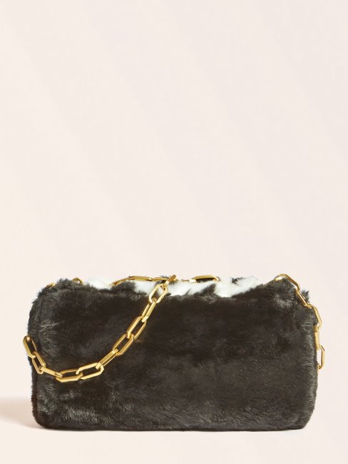 Helma Sac à Bandoulière En Fausse Fourrure Guess Noir