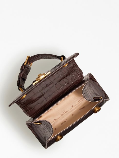 Mini Sac à Main Guess Marron Imprimé Croco Stephi