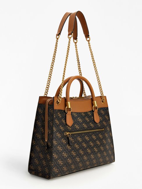 Sac Bandoulière Guess Nell 4g Logo Marron