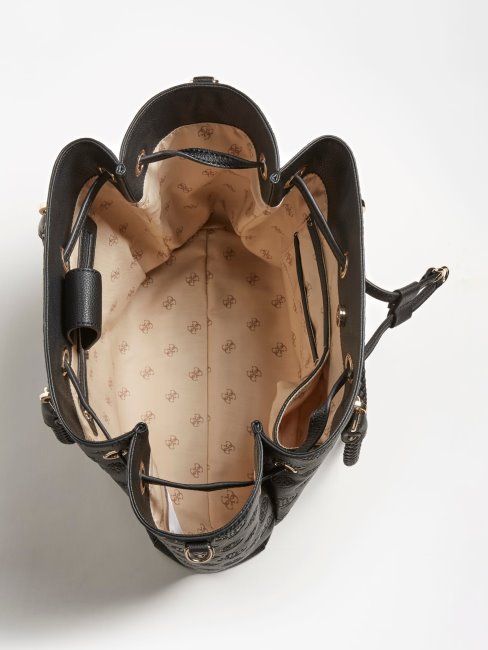 Sac Shopping Noir Guess Helaina 4g Logo Pivoine