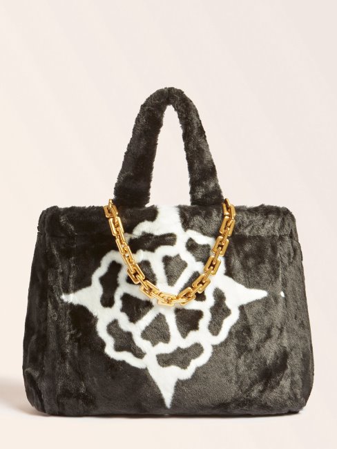 Helma Cabas En Fausse Fourrure Noir Guess