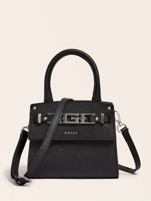 Sac à Main En Cuir Véritable Cristina Noir Guess