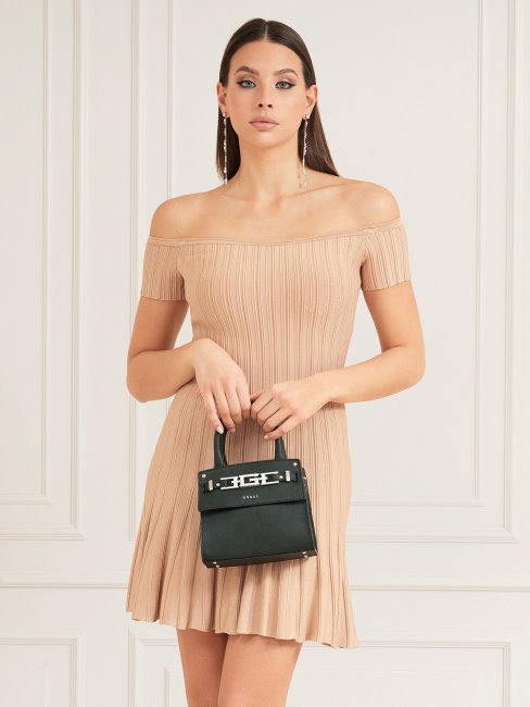 Sac à Main En Cuir Véritable Cristina Noir Guess