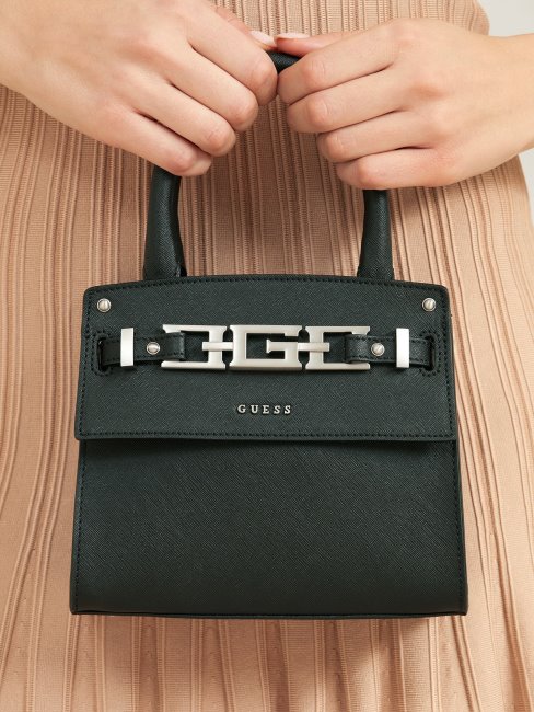 Sac à Main En Cuir Véritable Cristina Noir Guess