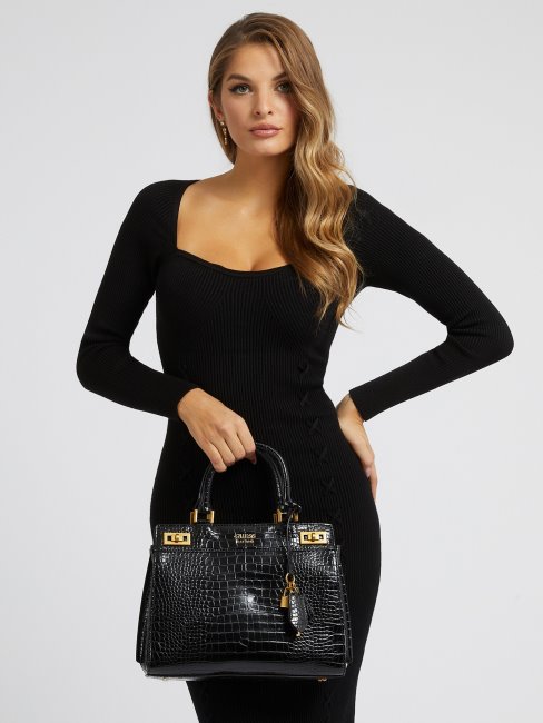 Sac à Main Guess Katey Croco Noir