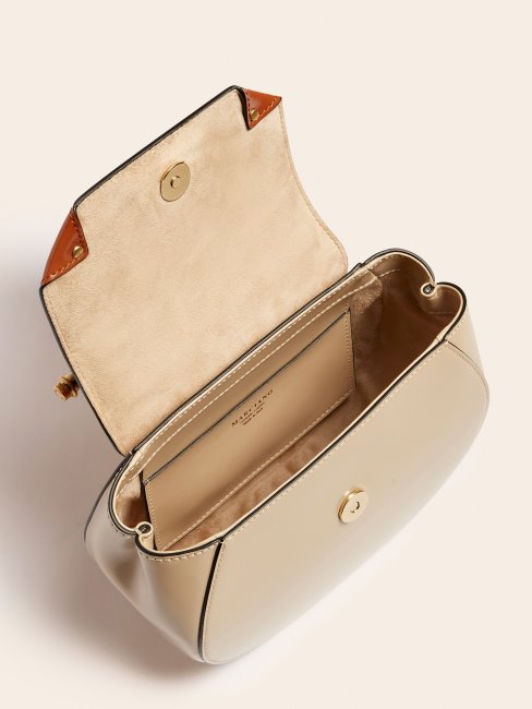 Guess Mini Sac à Bandoulière Alia En Cuir Véritable Marron