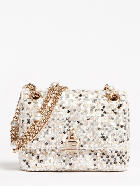Mini Sac à Bandoulière Guess Beige à Sequins Virtuels
