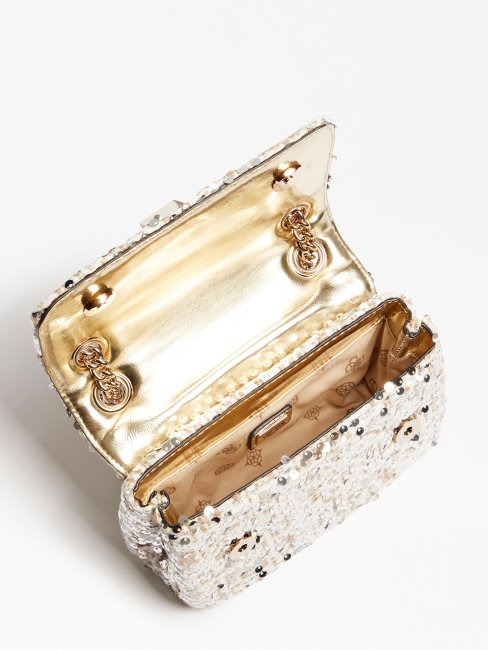 Mini Sac à Bandoulière Guess Beige à Sequins Virtuels