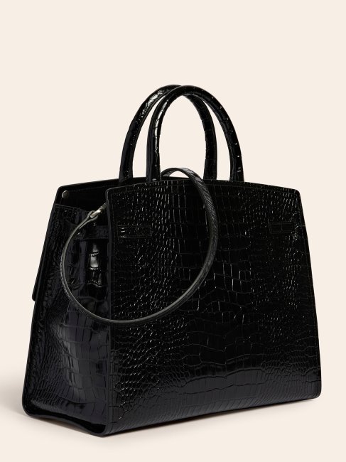 Sac à Main Guess Megan Luxe En Cuir Véritable Noir