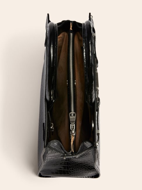 Sac à Main Guess Megan Luxe En Cuir Véritable Noir