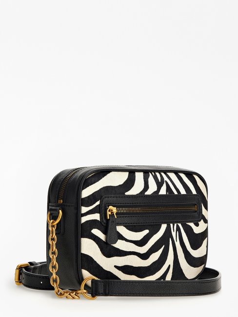 Guess Animalier Aviana Sac à Bandoulière En Cuir Véritable