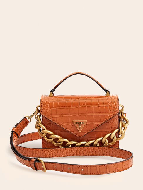 Retour Micro Sac à Main Imprimé Croco Marron Guess