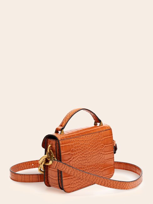 Retour Micro Sac à Main Imprimé Croco Marron Guess