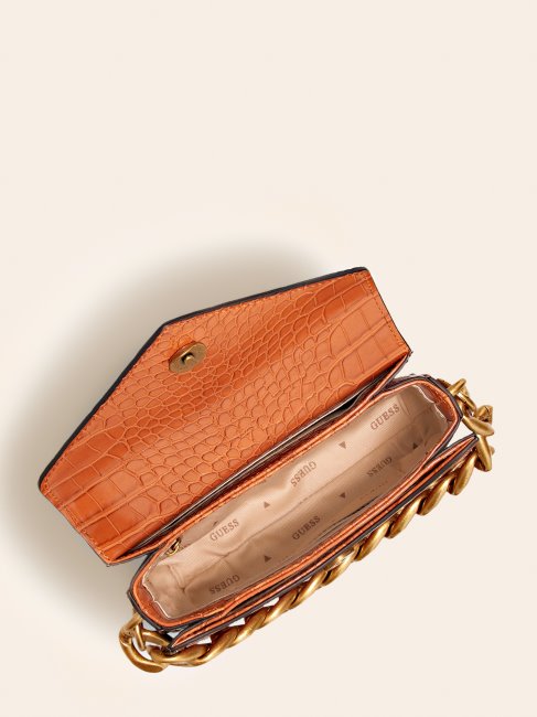 Retour Micro Sac à Main Imprimé Croco Marron Guess