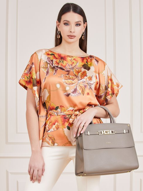 Cristina Sac à Main En Cuir Véritable Guess Gris