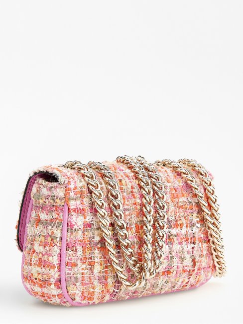 Mini Sac à Bandoulière En Tweed Spark Rose Guess