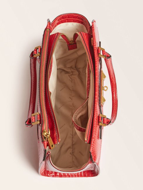 Sac à Main Guess Rouge Raphie Imprimé Croco