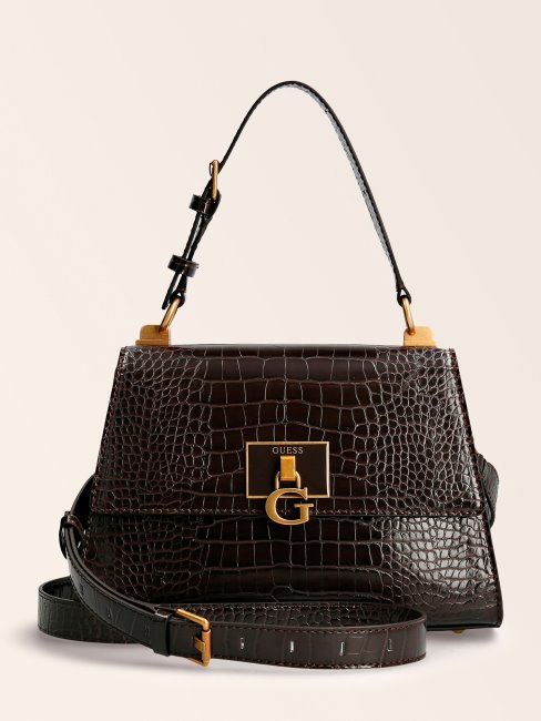 Guess Sac à Main Imprimé Croco Stephi Marron