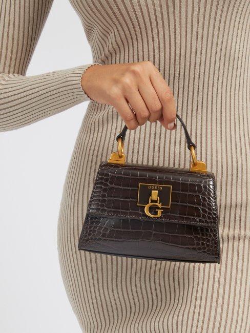 Guess Sac à Main Imprimé Croco Stephi Marron