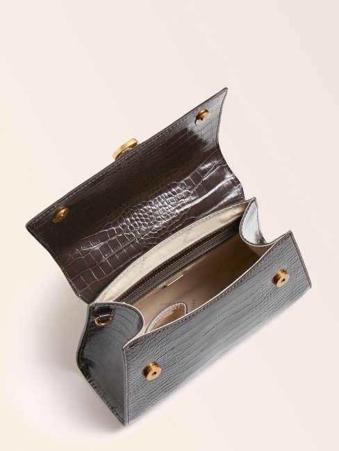 Guess Sac à Main Imprimé Croco Stephi Marron