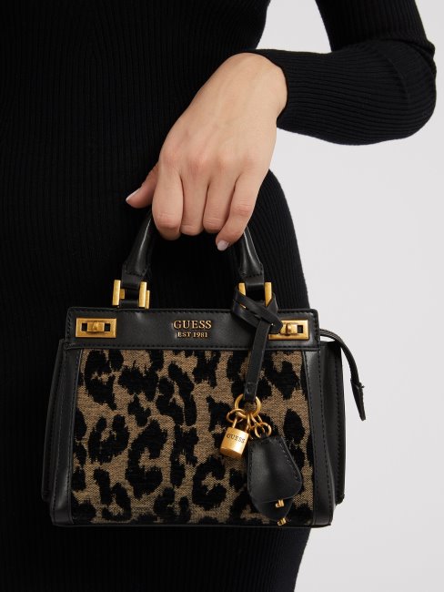 Katey Animalier Mini Sac à Main Noir Guess