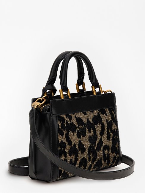 Katey Animalier Mini Sac à Main Noir Guess