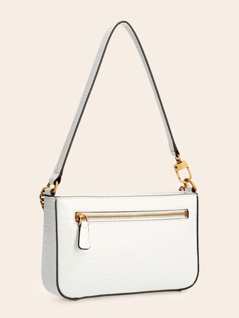 Guess Sac Porté épaule Katey Croco Blanc