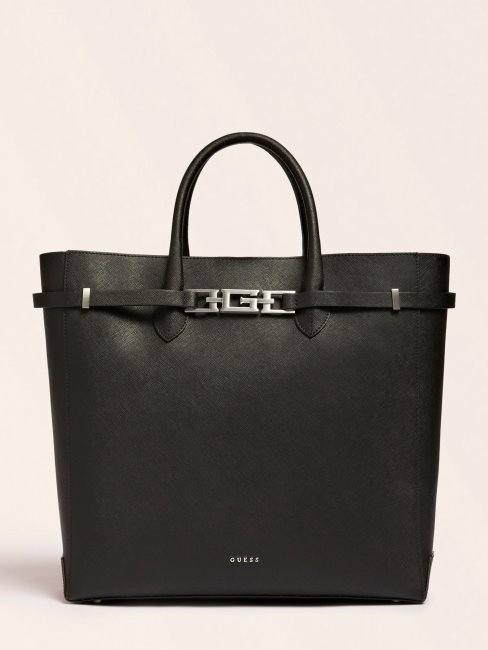 Cristina Shopper En Cuir Véritable Guess Noir