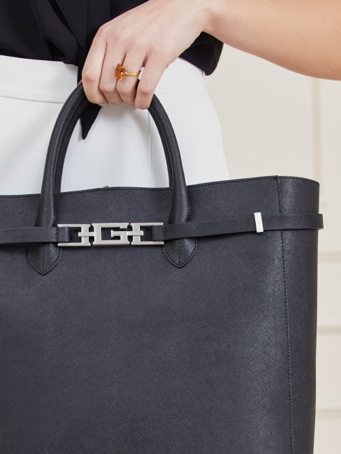 Cristina Shopper En Cuir Véritable Guess Noir