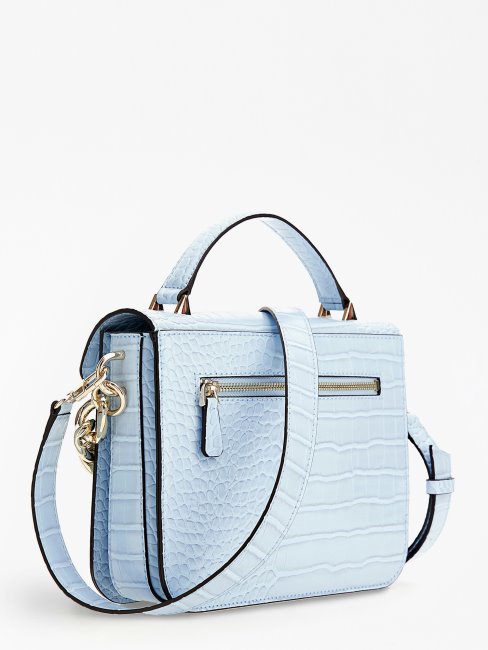 Retour Sac à Main Imprimé Croco Bleu Clair Guess
