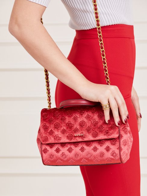 Kimi Sac à Bandoulière En Velours Guess Rouge